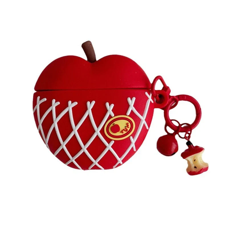3D Red Apple With Pendant Earphone Cover For Apple AirPods 1 2 3 Generation Airpods Pro/Pro2 Wireless Bluetooth Headphone Case