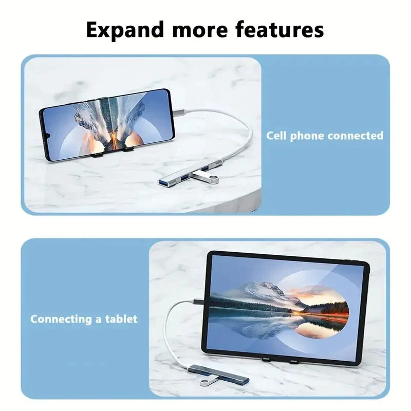 USB HUB 3.0  Extender 4 Port Splitter Adapter OTG Docking Station For Phone Macbook Pro 13 15 Air PC Laptop Computer Hub