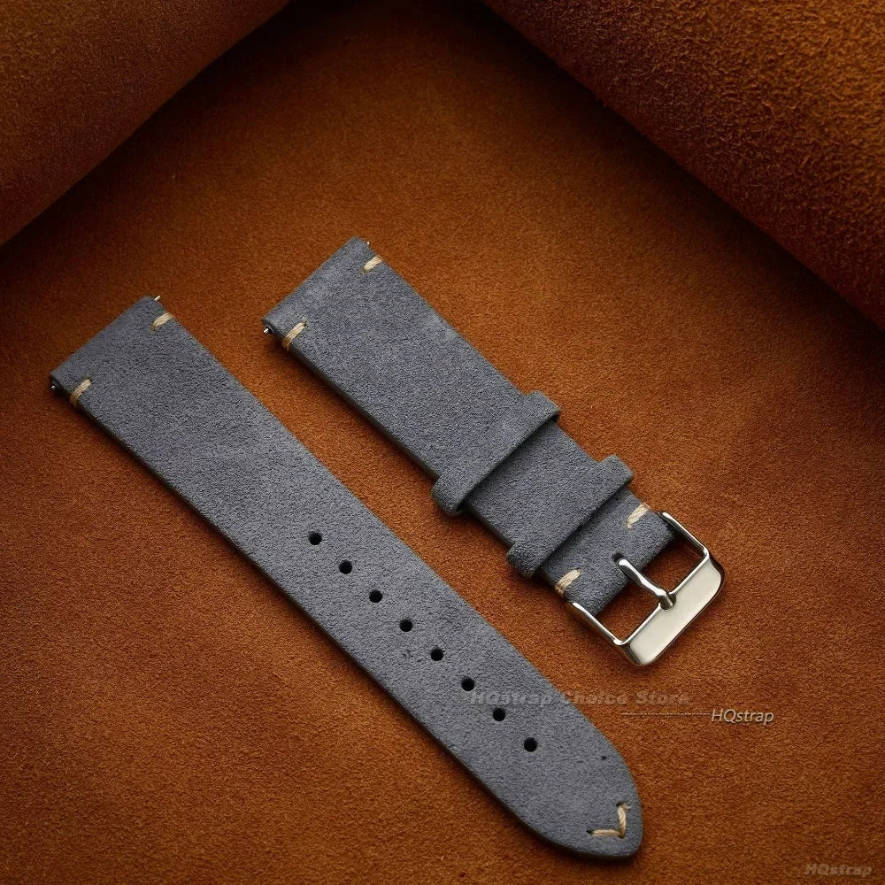 Quick Release Soft Suede Strap 22mm 18mm 20mm for Samsung Watch6 5/4/3 Calfskin Bracelet for Women Men Wristband Hand Sewn Band