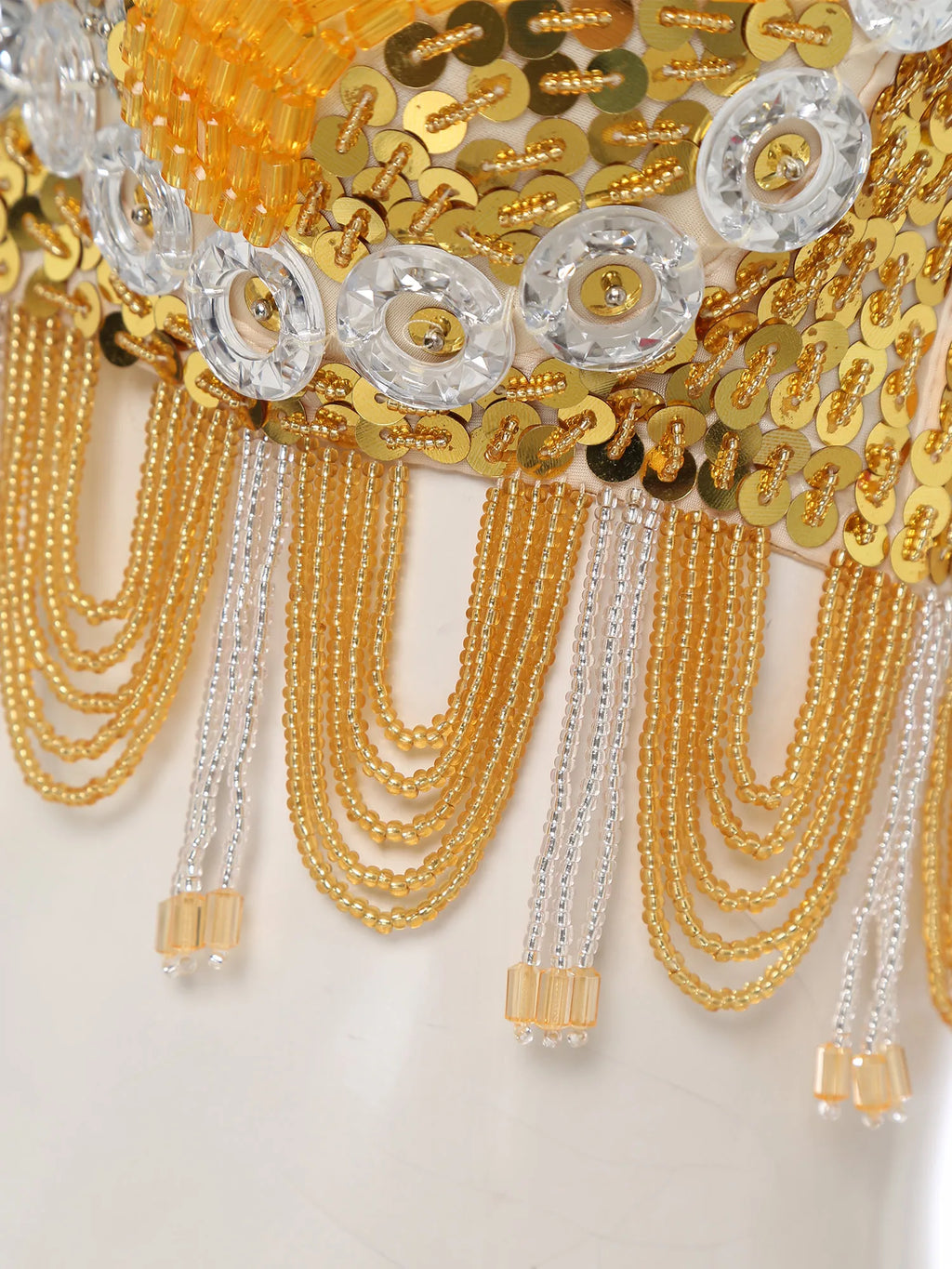 Sequin Beaded Fringe Tassel Performance Costume Halter Bra Top