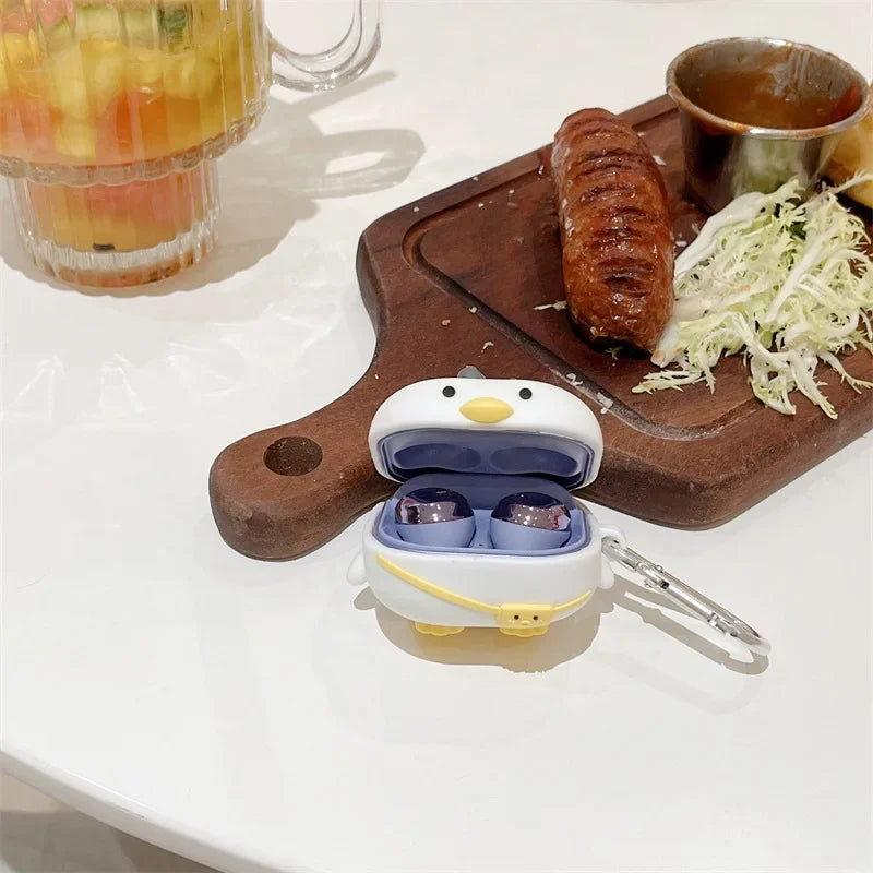 Cute Silicone Earphone Cover For Samsung Galaxy Buds Live Pro 2 2Pro Case Cartoon 3D Duck Bag Case For Samsung Galaxy Buds FE