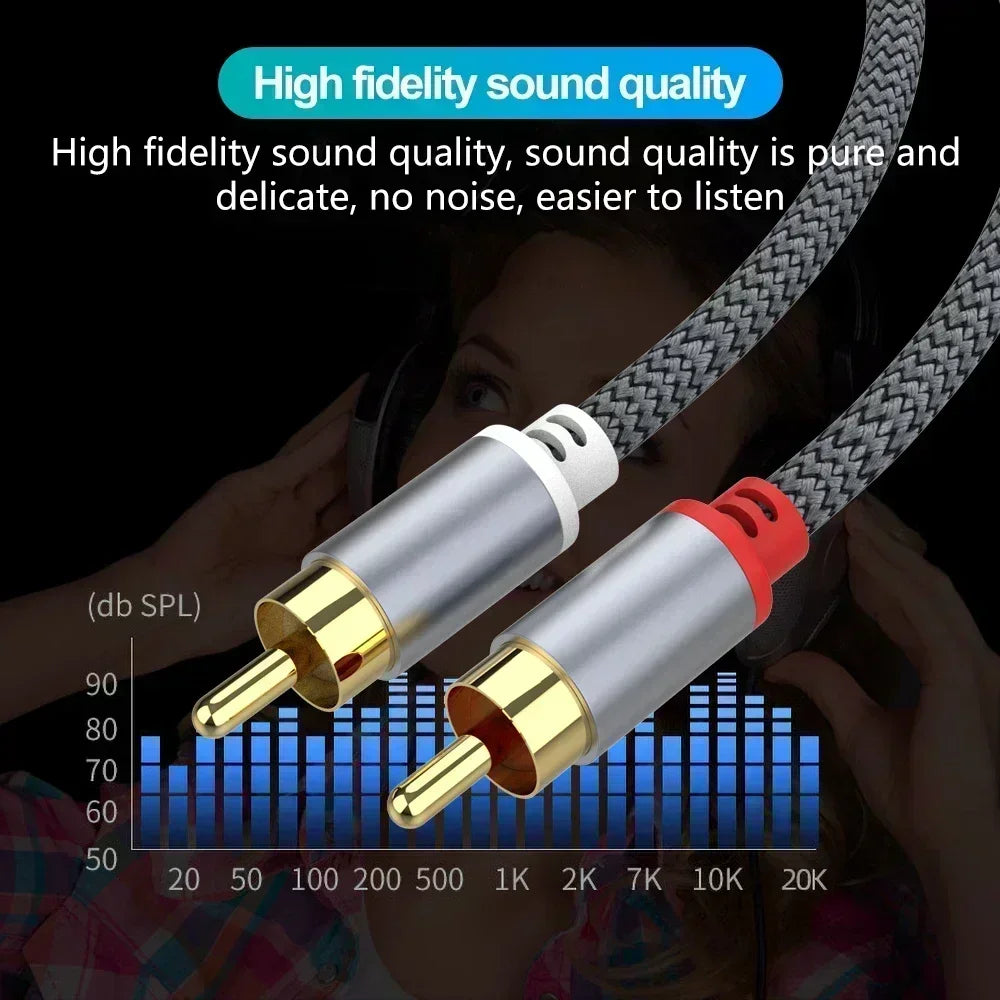 RCA Cable 2 Rca To 2 Rca Stereo Cables Male To Male Aux Cable Jack for Home Theater HDTV TV DVD Loudspeaker Box Power Amplifier
