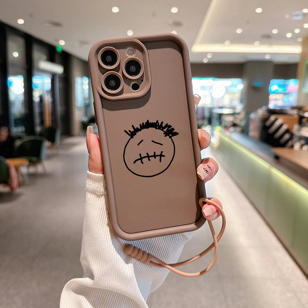 Travis Scott Cactus Jack Phone Case for IPhone 15 14 13 12 11 Pro Max Mini XR XS X 7 8 Plus Soft TPU Back Cover With Hand Strap