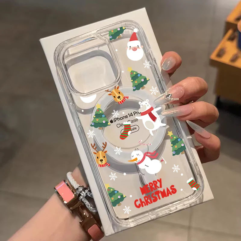 Merry Christma Gift Magsafe Wireless Charger Case For Iphone 17 16 Pro Max 17 Air 15 14 12 13 11 Pro Max 12 13 Mini Phone Casing