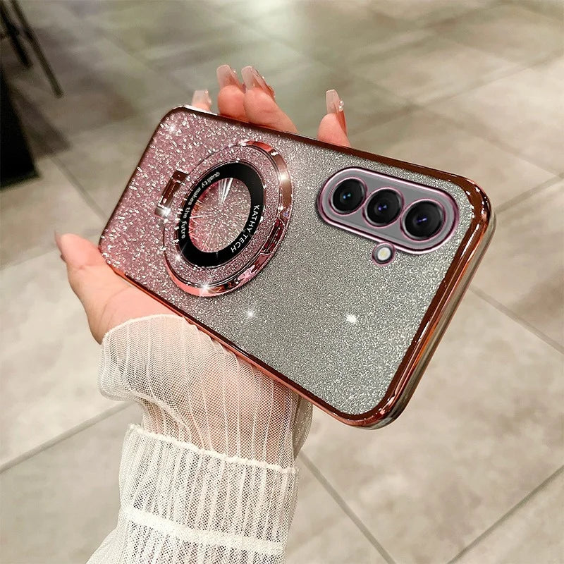Samsung S24FE Case Luxury with bracket Glitter Case For Samsung Galaxy A15 A25 A35 A24 A14 S23 Plus Note20 Ultra A52 Case Holder