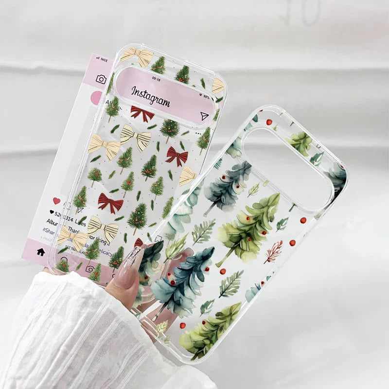 Christmas Tree Golden Bow Graphic Phone Case For Google Pixel 9 Pro XL 10 Pro 8 Pro 5G 6 7 8 8A Cute Clear Soft TPU Cover Fundas
