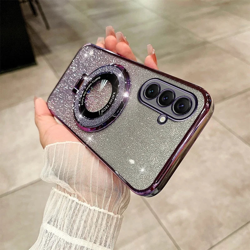 Samsung S24FE Case Luxury with bracket Glitter Case For Samsung Galaxy A15 A25 A35 A24 A14 S23 Plus Note20 Ultra A52 Case Holder