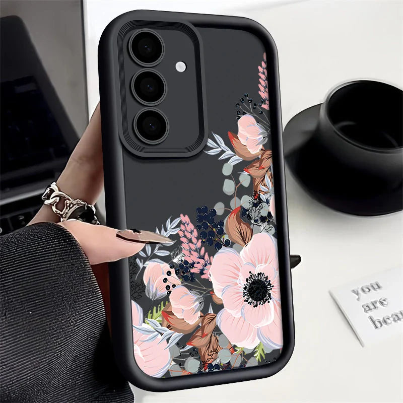 Flower Print Case For Samsung Galaxy S25 S24 S23 S22 Ultra S21 S24 FE A55 A54 A34 A15 A14 A35 A52 A53 A25 A16 5G Soft TPU Cover