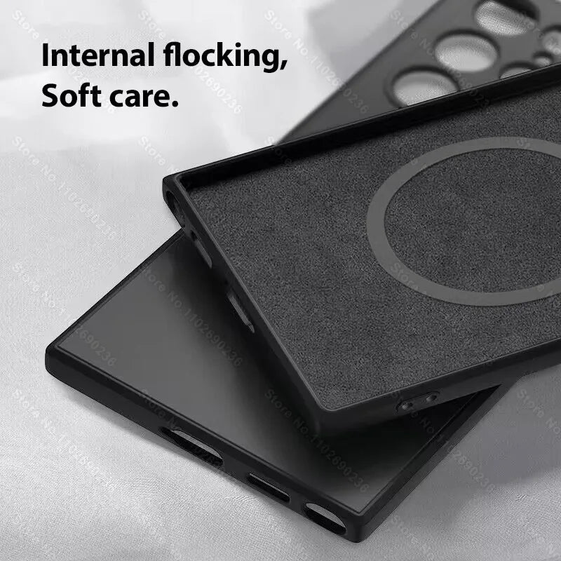Liquid Silicone Case For Magsafe For Samsung Galaxy S24 S22 S21 S23 Ultra Plus Fe Wireless Charge Magnetic Back Shockproof Cover