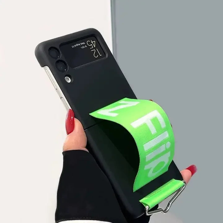 For Samsung Z Flip 6 Ultra Thin Ring Wristband Phone Case  For Galaxy Z Flip 6 5 4 3 Flip5 Flip 6 PC Shockproof Hard Back Cover