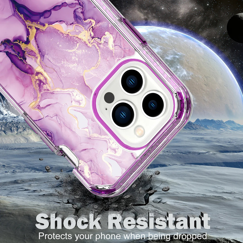 Plating Marble Phone Case for iPhone 16 14 13 11 12 15 Pro Max Plus Heavy Duty Shockproof Protective Luxury Cover