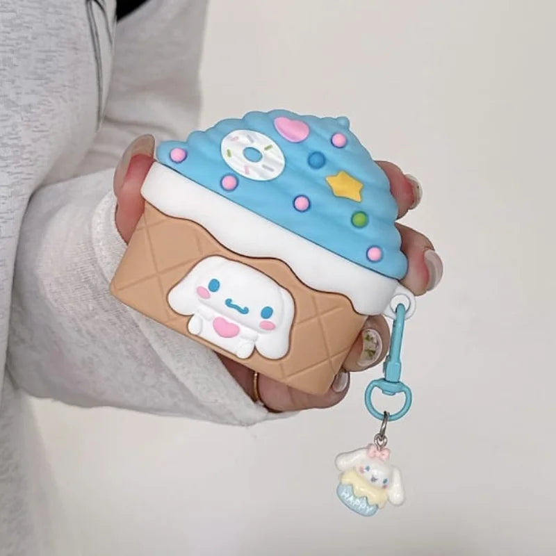 Hot Cute Cartoon Anime Role Ice Cream Cone Cinnamoroll Earphone Case for AirPods 1 2 3 Pro 2rd Soft Silicone Protective Cover