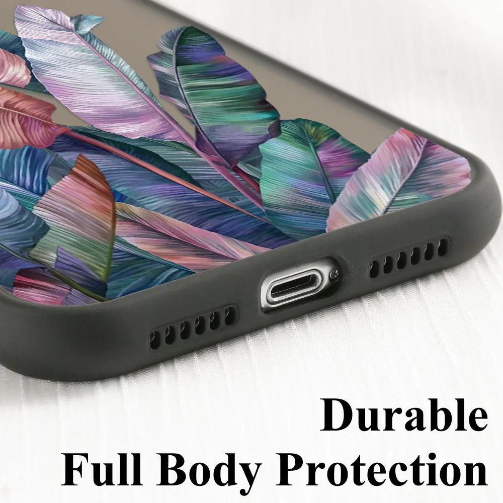 Green Leaves Matte Case For Samsung A55 A54 5G A53 A52 A35 A34 A33 A32 4G A13 A05 S24 Ultra S23 S22 Plus S21 FE S20 Soft Cover