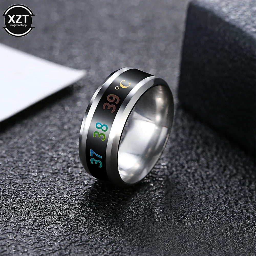 Multifunctional Waterproof Intelligent Smart Temperature Couple Ring Titanium Steel Finger Jewelry Fingertip Temperature Sense
