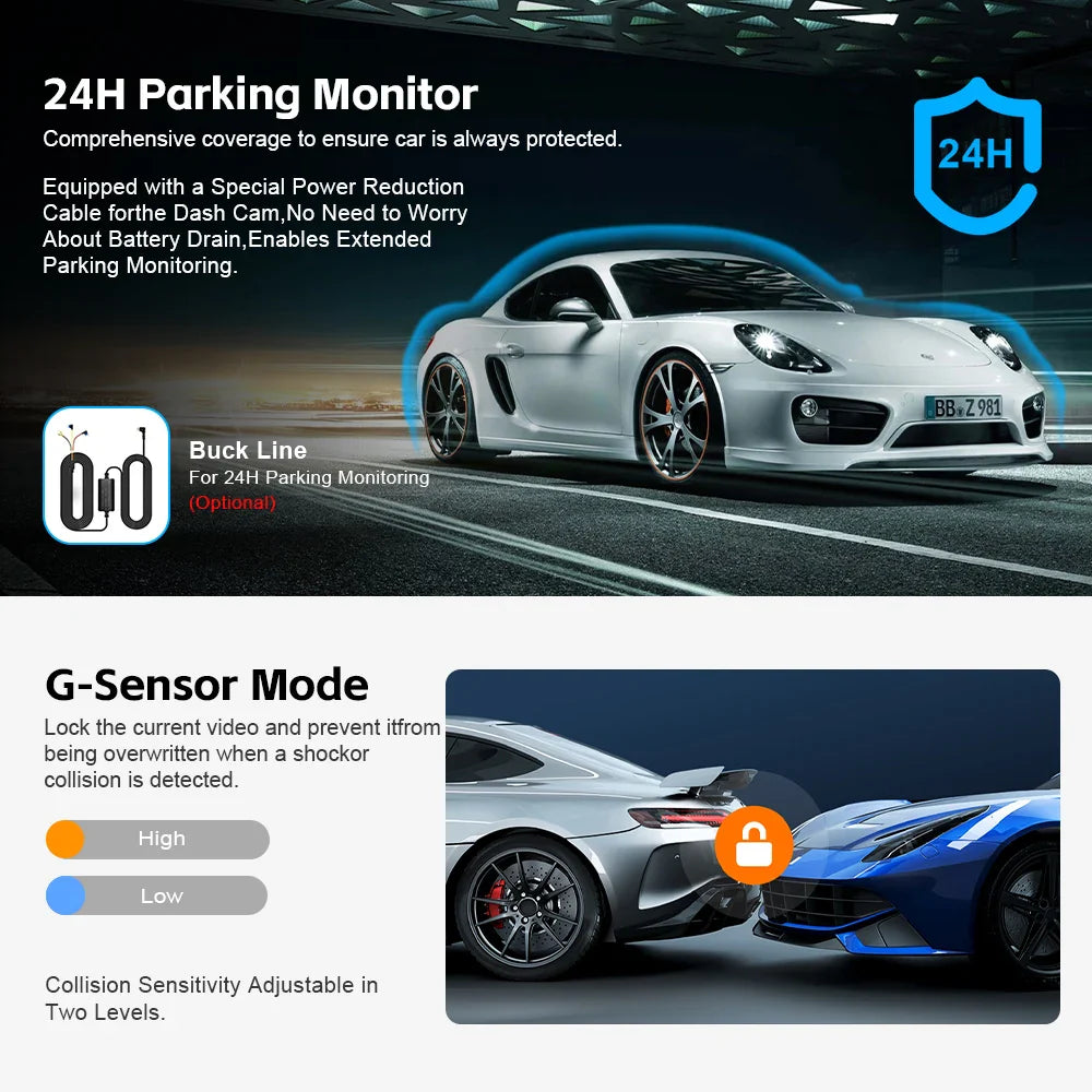 Soam 4K Full HD Dual Dash Camera,Front 4K+Rear 1080P,Built-in WiFi,1.97" IPS Screen,Night Vision,WDR,24H Parking Monitor