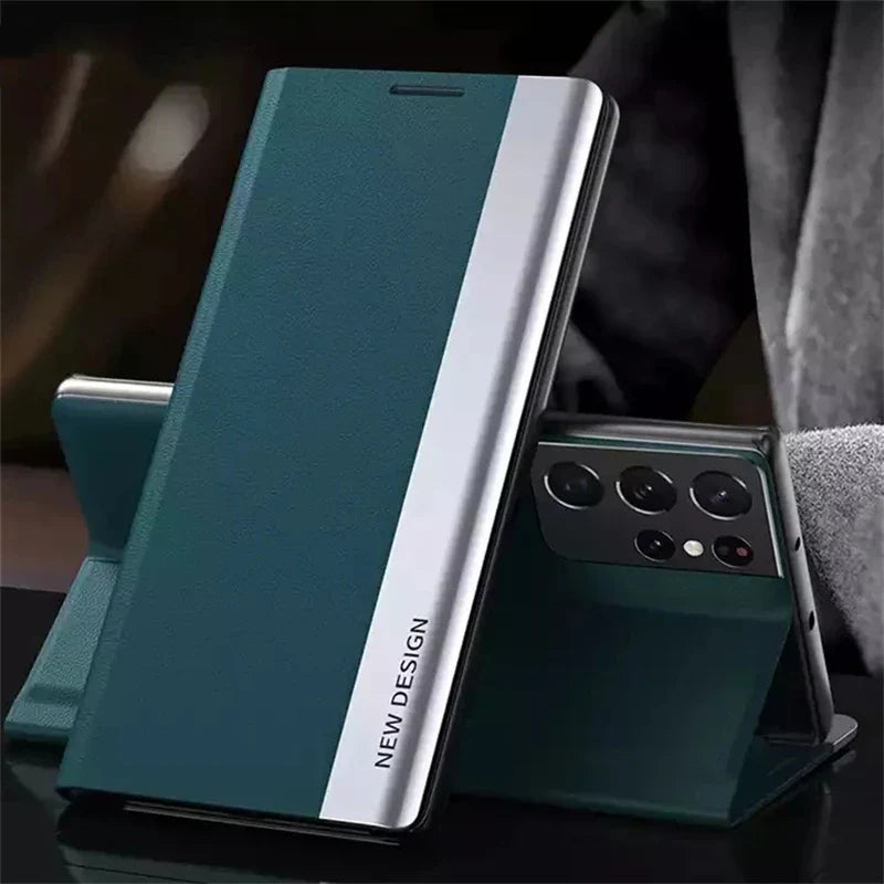 Luxury Leather Flip Case For Samsung Galaxy S25 S24 S23 S22 S21 S20 Ultra Plus S23 S21 S24 FE Note 20 Ultra 10 Plus Stand Cover