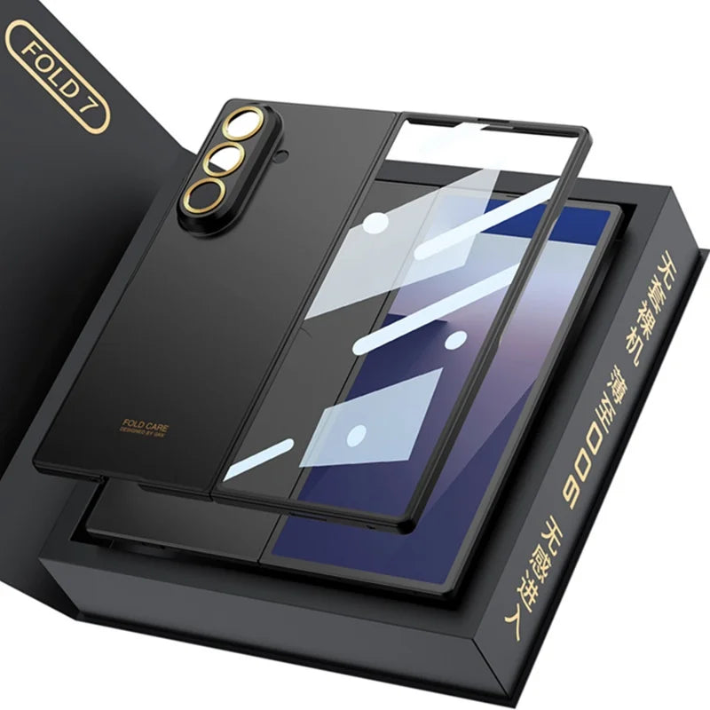 Luxury Fashionable Ultra-thin Phone Case For Samsung Galaxy Z Fold 7 5G With Screen Glass Protect Film Matte Protector Cover