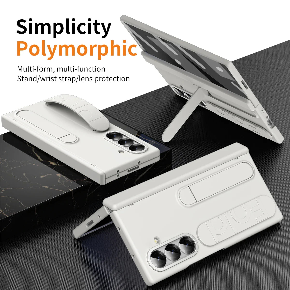 For Samsung Galaxy Z Fold 7 6 5 4 3 Luxury Wristband Hinge Lnvisible Folding Bracket Screen Glass Protect  Film Shockproof Cover