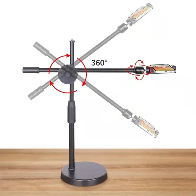 Tabletop Overhead Tripod Stand with Ring Light Mobile Phone Holder And Boom Arm for Nail Art Photography Table Shooting Tripods