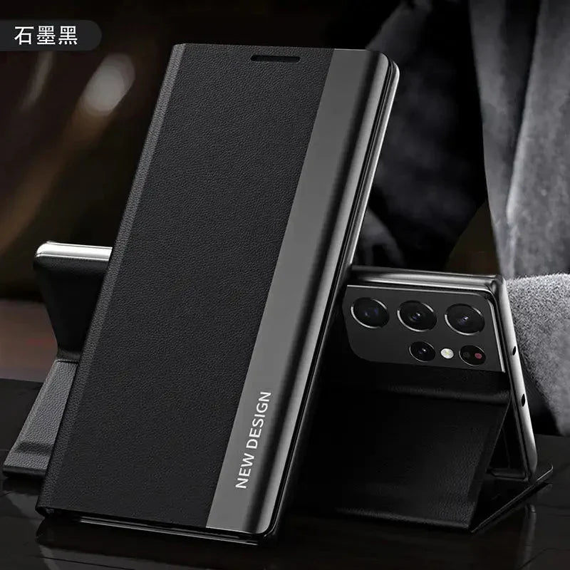 Luxury Leather Flip Case For Samsung Galaxy S25 S24 S23 S22 S21 S20 Ultra Plus S23 S21 S24 FE Note 20 Ultra 10 Plus Stand Cover