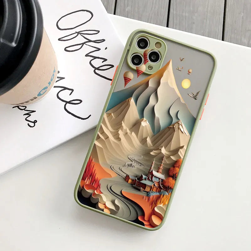 Printing Landscape phone case For iPhone 16 15 14 11 12 13 Pro Max Mini XS X XR 7 8 Plus SE2 Creative Mountains Shockproof Cover