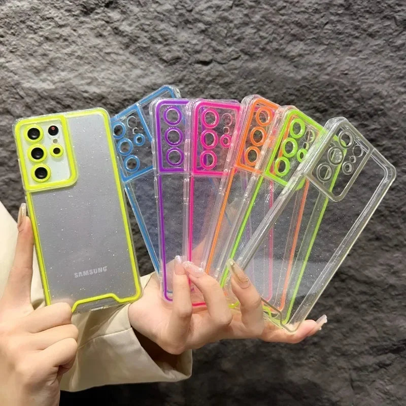 Night Light Luminous Bling Glitter Clear Case for Samsung Galaxy S22 S23 S24 Ultra S23 Plus S21 FE Glowing Silicone Soft Cover
