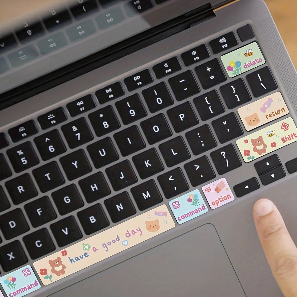 1PCS Cute Bear Pattern Cute Cat Pattern Laptop Partial Keyboard Skin Stickers
