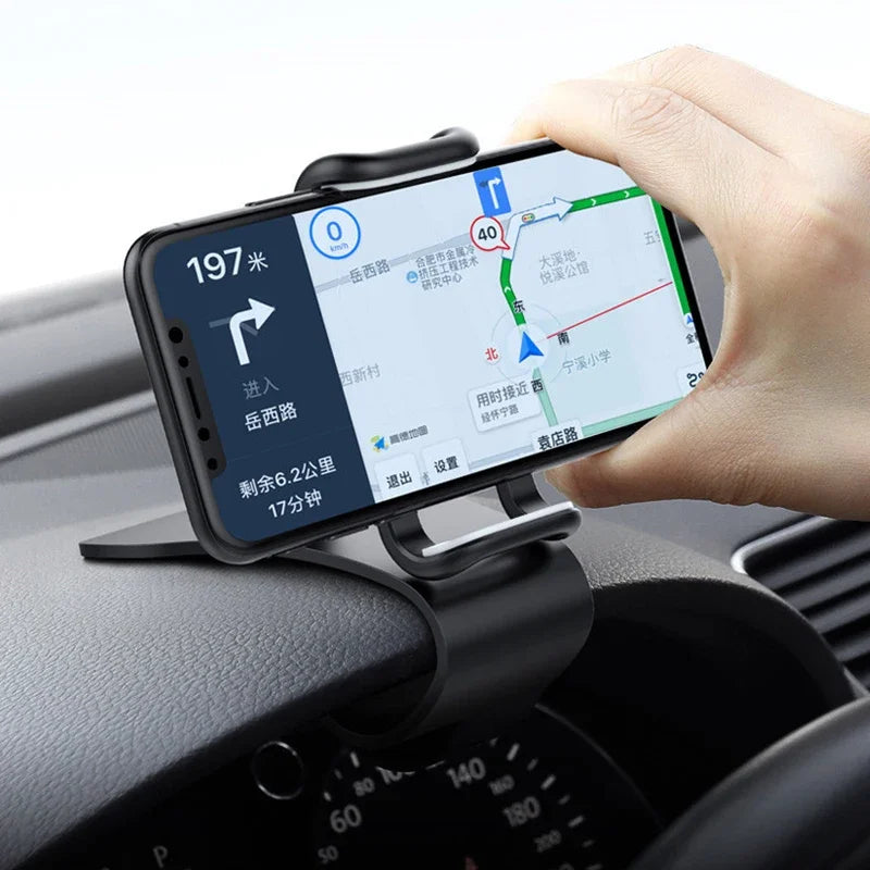 Universal Car Phone Holder - 360° Rotatable Auto Grip Dashboard Stand for Mobile Phones