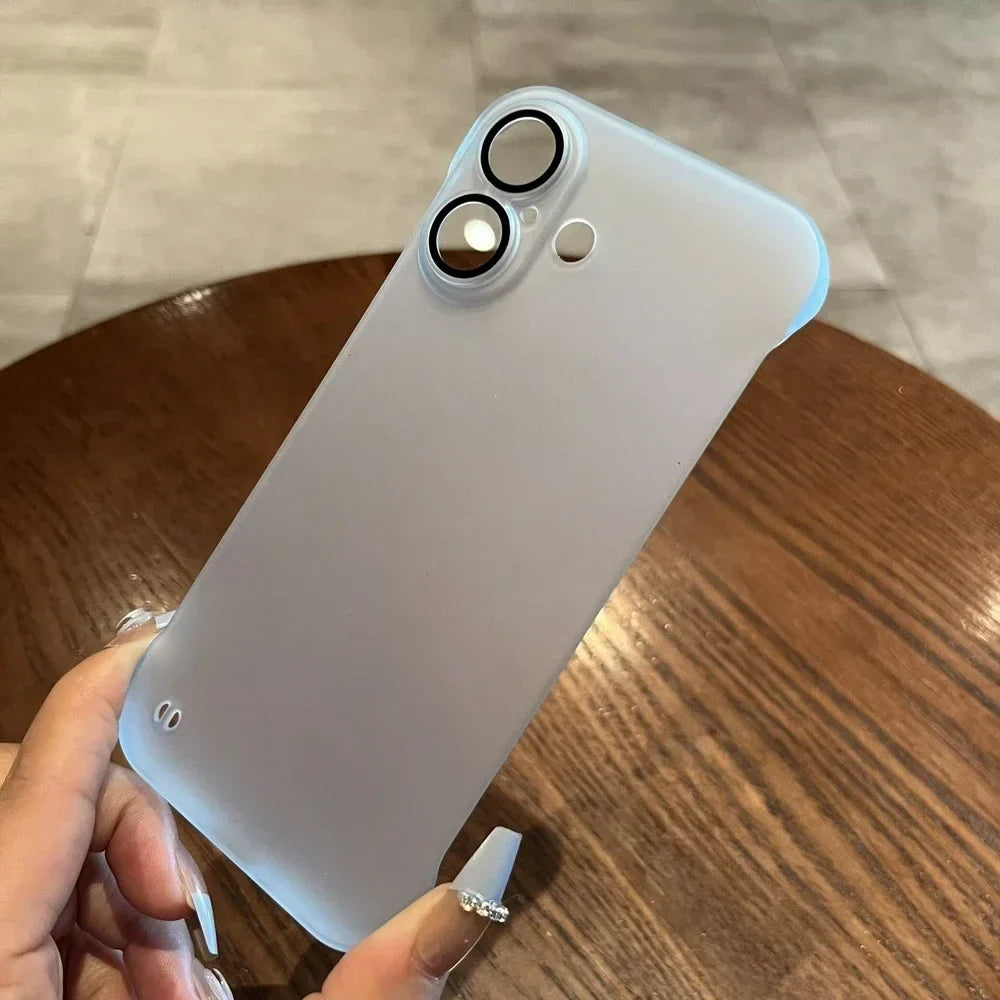 Broderless Case for iPhone 16 Ultra Thin Slim Matte PC Cover for iPhone 11 12 13 14 15 Pro Max 16 Plus Glass Camera Protector