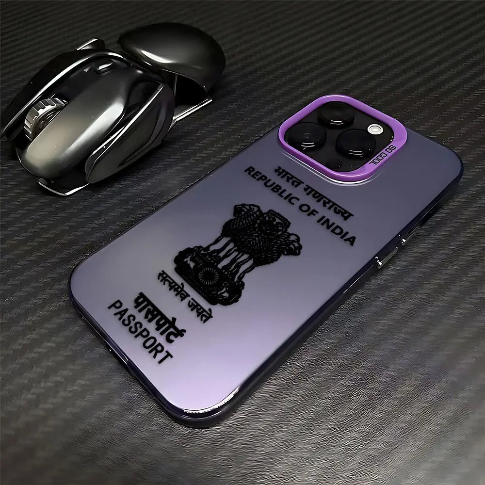 India Passport Phone Case For iPhone 16 15 14 13 12 11 Pro Max X XR XSMAX 8 7 Plus Candy Matte Shockproof Back Cover