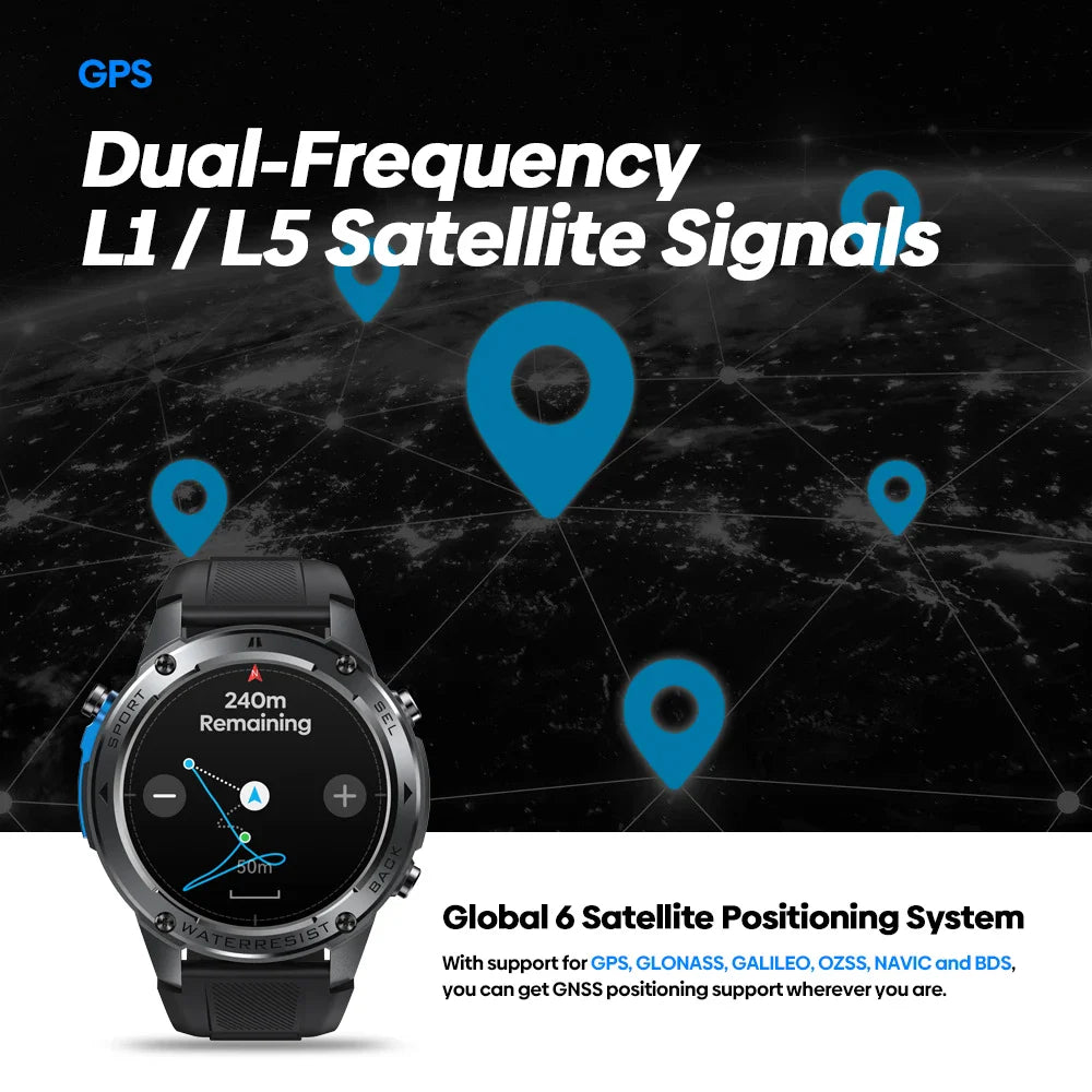 New Zeblaze Stratos 2 Ultra GPS Smart Watch Built-in Compass Barometric Altimeter Dual-band GNSS Voice Calling Smartwatch 10 ATM
