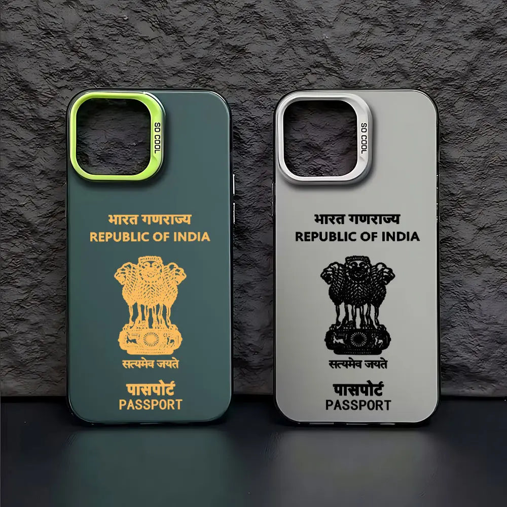 India Passport Phone Case For iPhone 16 15 14 13 12 11 Pro Max X XR XSMAX 8 7 Plus Candy Matte Shockproof Back Cover