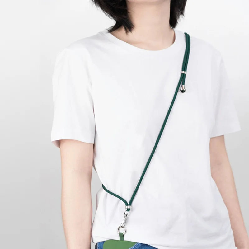 Universal Adjustment Phone Lanyard Necklace Strap Phone Case Solid Color Long Hanging Rope With Clip Anti-Lost Crossbody Lanyard