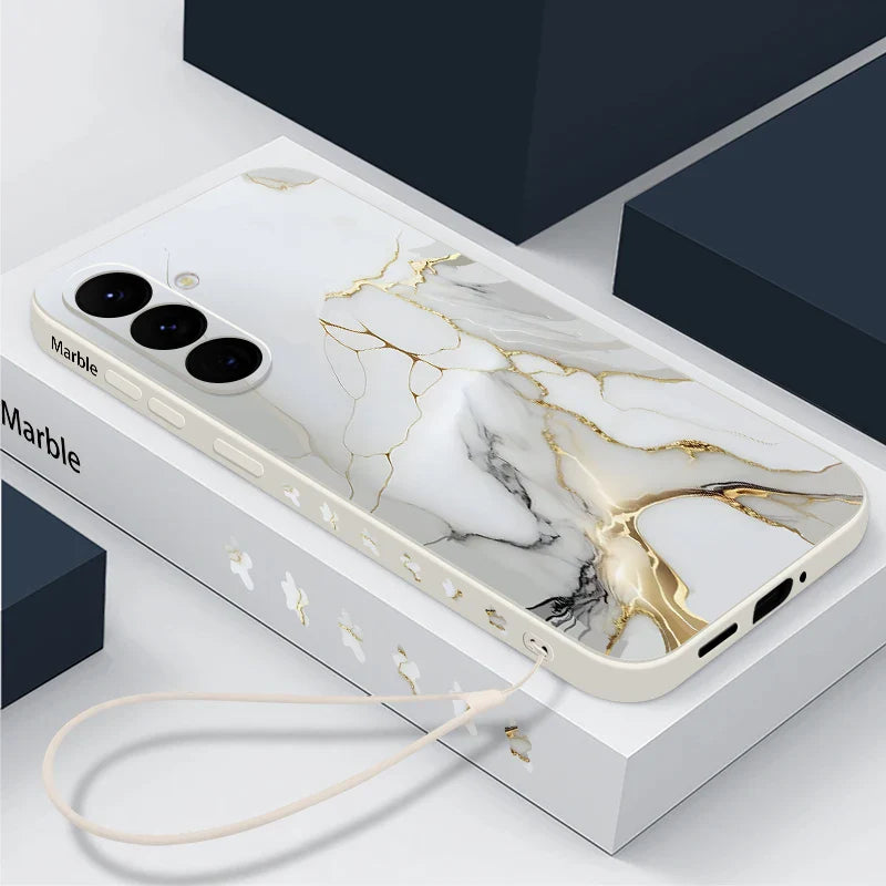 Colorful Marble Case For Samsung Galaxy S24 S23 S22 Ultra S21 S20 FE A16 A15 A25 A34 A35 A55 A52 A53 A54 5G S25 Lanyard Cover