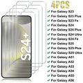 4PCS Tempered Glass For Samsung Galaxy S23 S24 Plus S25 Ultra S23 Fe A51 A52 A52S A56 A53 A54 A55 Full Cover Screen Protector