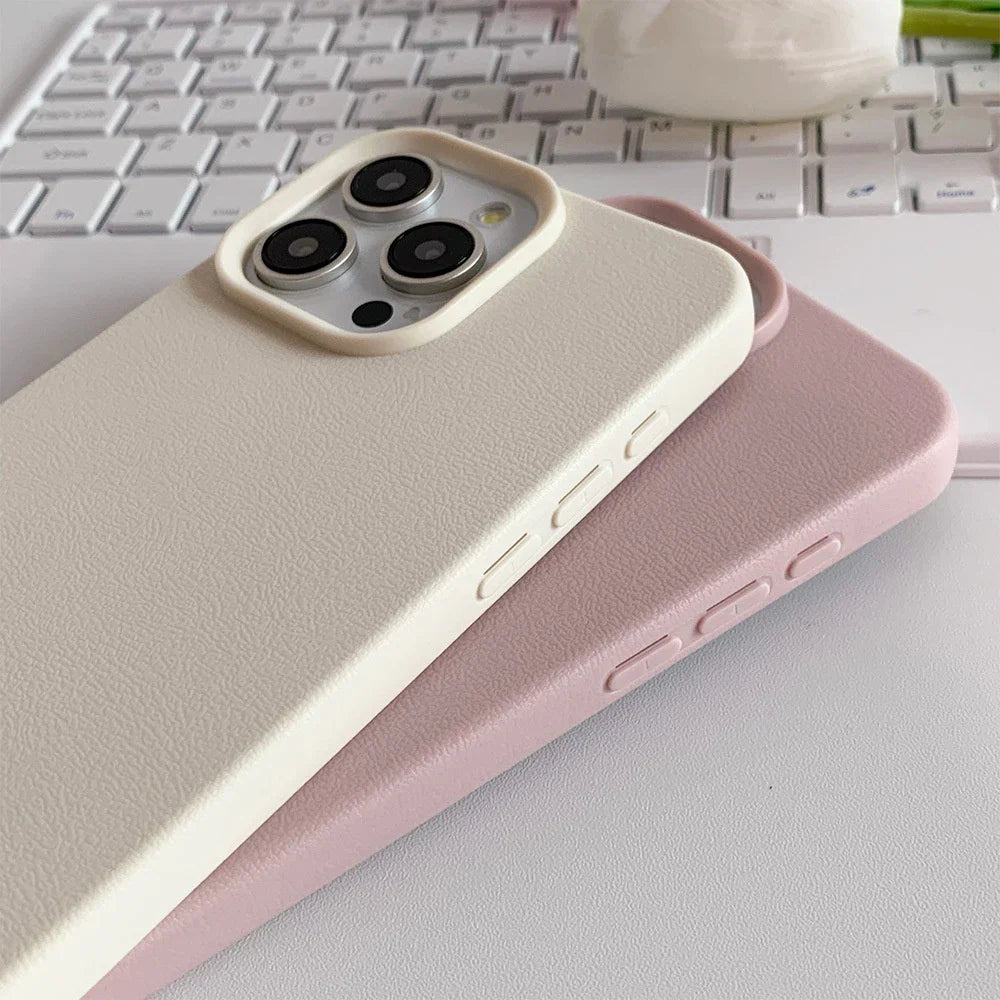 Luxury Leather Silicone Soft Case For iPhone 16 15 14 13 12 11 Pro Max Plus Candy Color Matte TPU Cover Shockproof Thin Shell