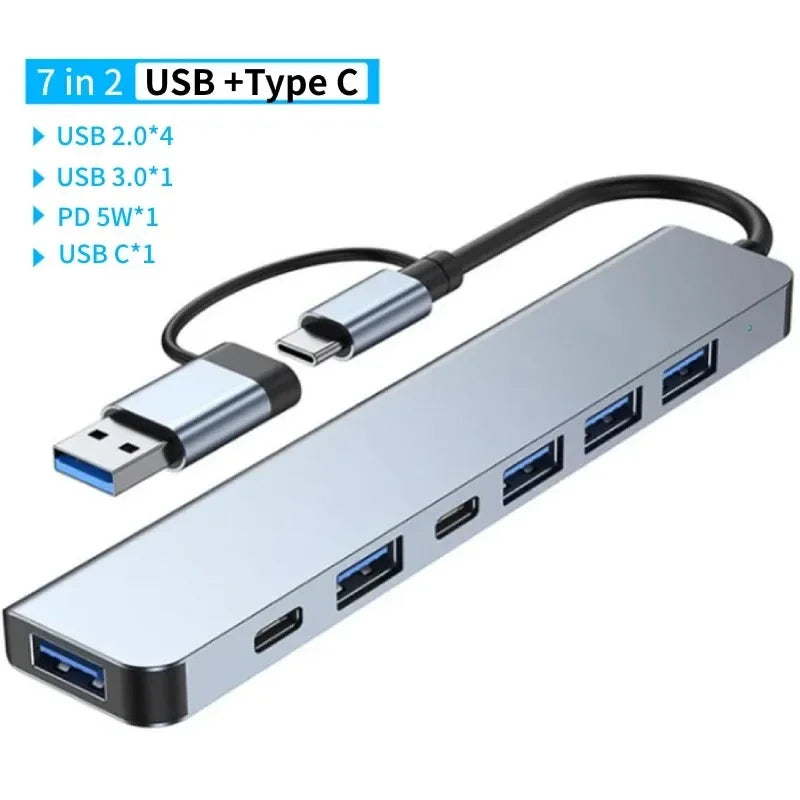 USB A Type C Hub Concentrator Docking Station Multi Adapter Card Reader Audio Multi-hub Dock Splitter For MacBook Air PC