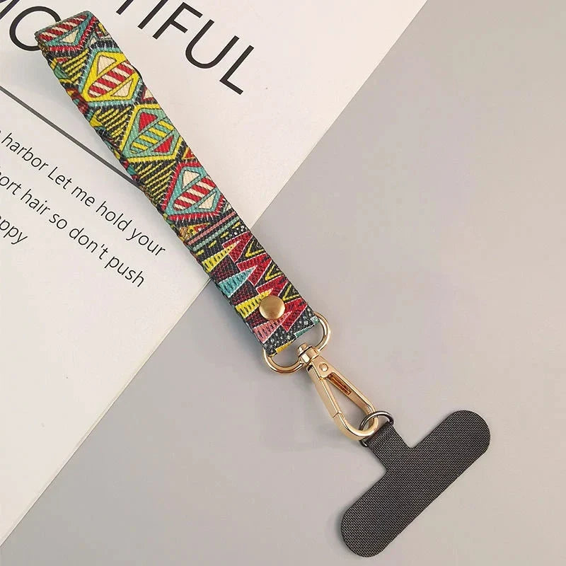 Universal Phone Clip Antilost Retro Pattern Strap Crossbody Long Strap Adjustment Length Hanging Neck Strap Mobile Phone Lanyard