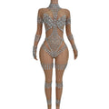 Crystal Cutout Illusion Performance Bodysuit