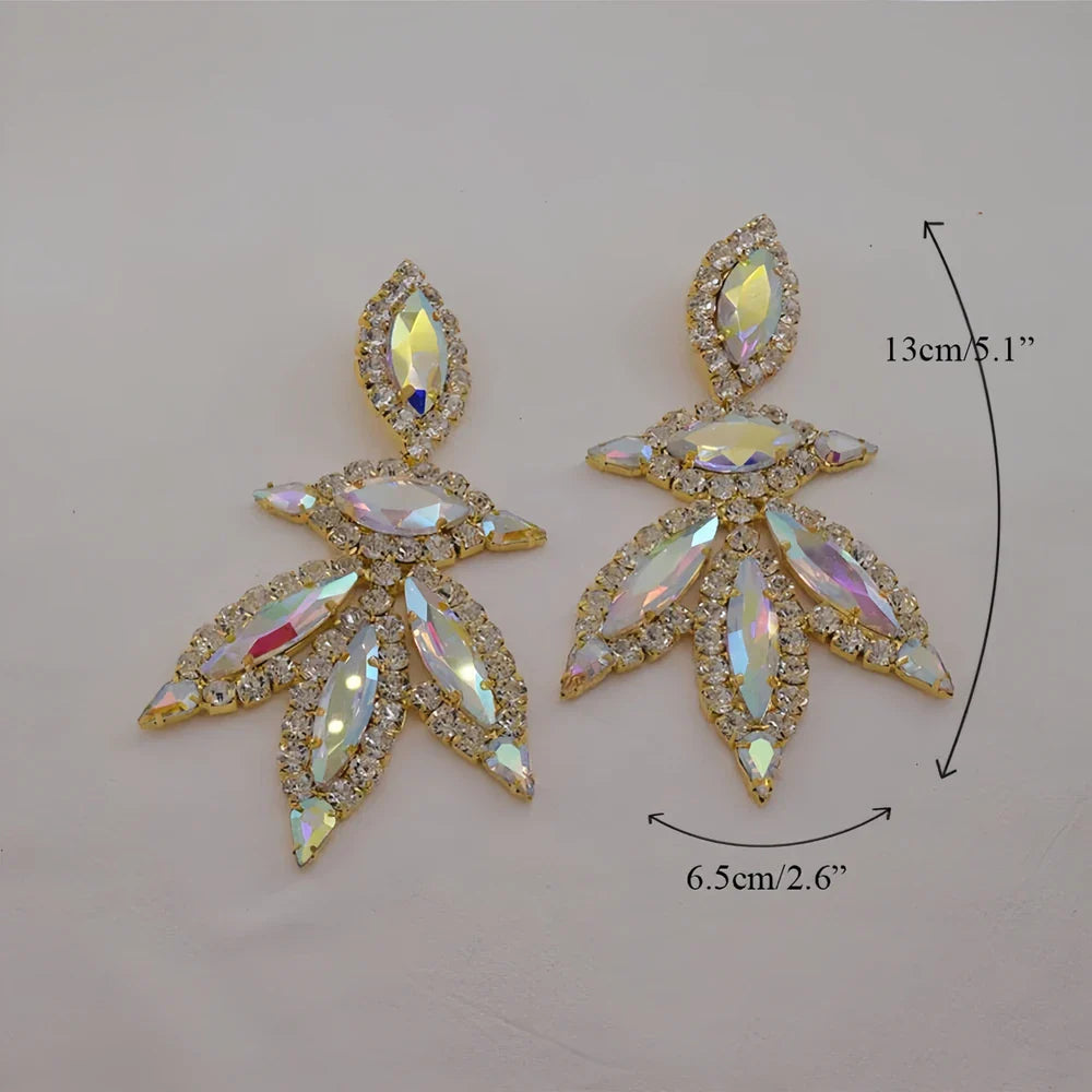 AB Gold Rhinestone Crystal Necklace & Earring Set