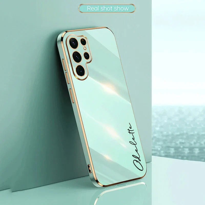 Case For Samsung Galaxy S24 Ultra Personalized Customized Name Case Luxury 6D Plating Soft Cover S23 S22 S21 S20 FE Ultra Plus