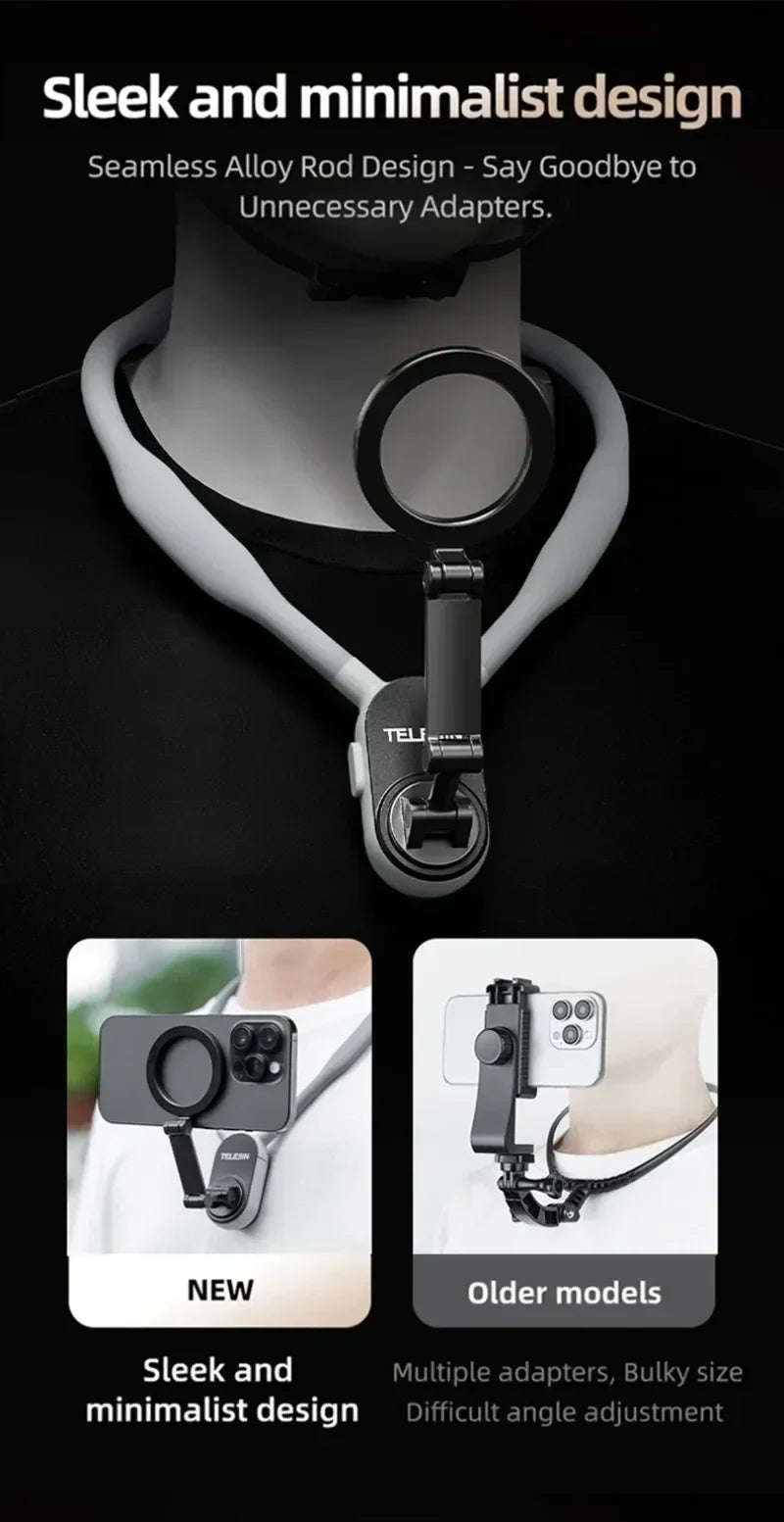 Magnetic Silicone First Angle Neck Holder for IPhone 16 15 14 13 12 Pro Max Samsung Xiaomi Outdoor Vlog Recording Selfie Holder