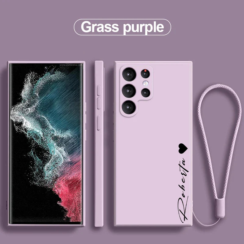 S24 S23 Ultra 5g Case Personalised Customized Name Liquid Silicone Cover For Samsung Galaxy S24 S23 S22 S21 Ultra Plus S20FE