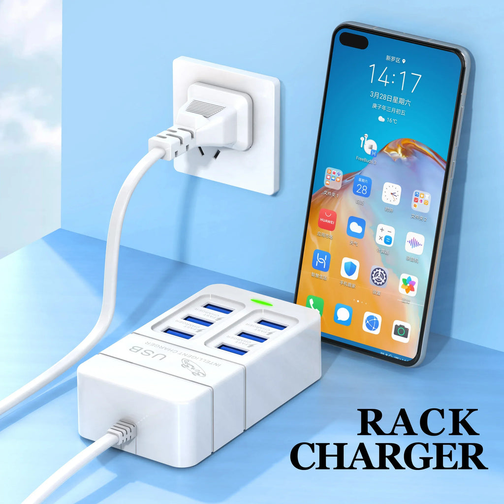 PD Quick Charging Wall Chargers USB Hub Adapter 6 Ports USB Type C Desktop EU US Plug Slots Charging Extension Socket Outlet