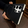 Luxury Matte Leather Magnetic Wireless Charge Case For Samsung Galaxy S24 Ultra S23 S22 Shockproof Soft Bumper Protection Cover