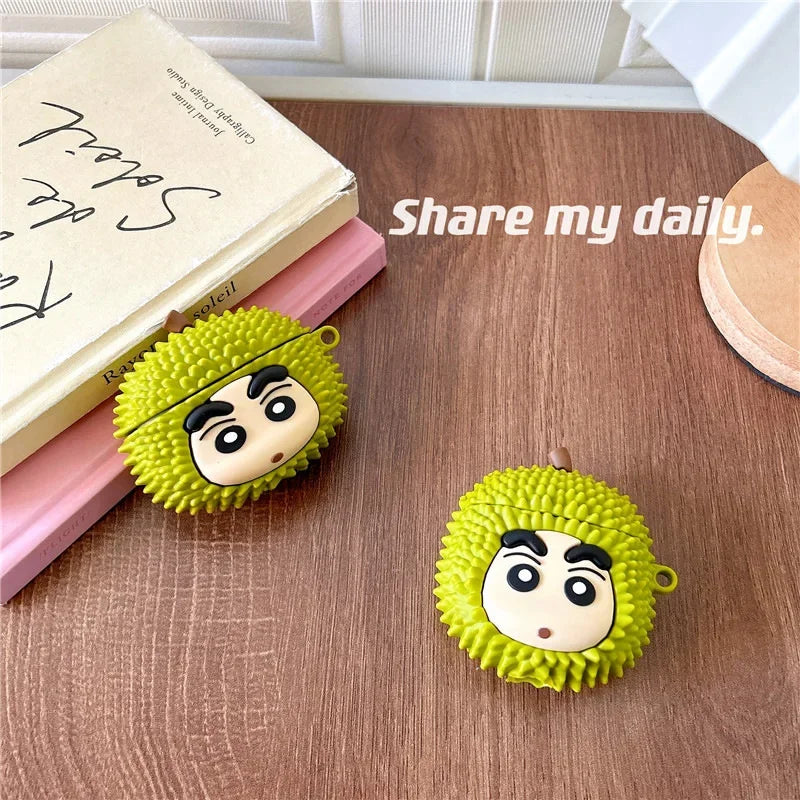 Cute 3D Cartoon Durian Boy Shockproof Protective Earphone Silicone Anime Cover For Airpods Case/Airpods Pro 2 Case Funda