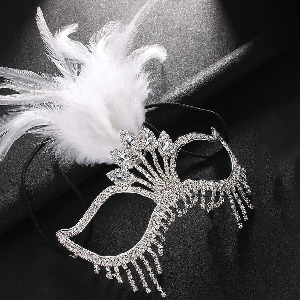 Carnival Feather Masquerade Jewelry Mask
