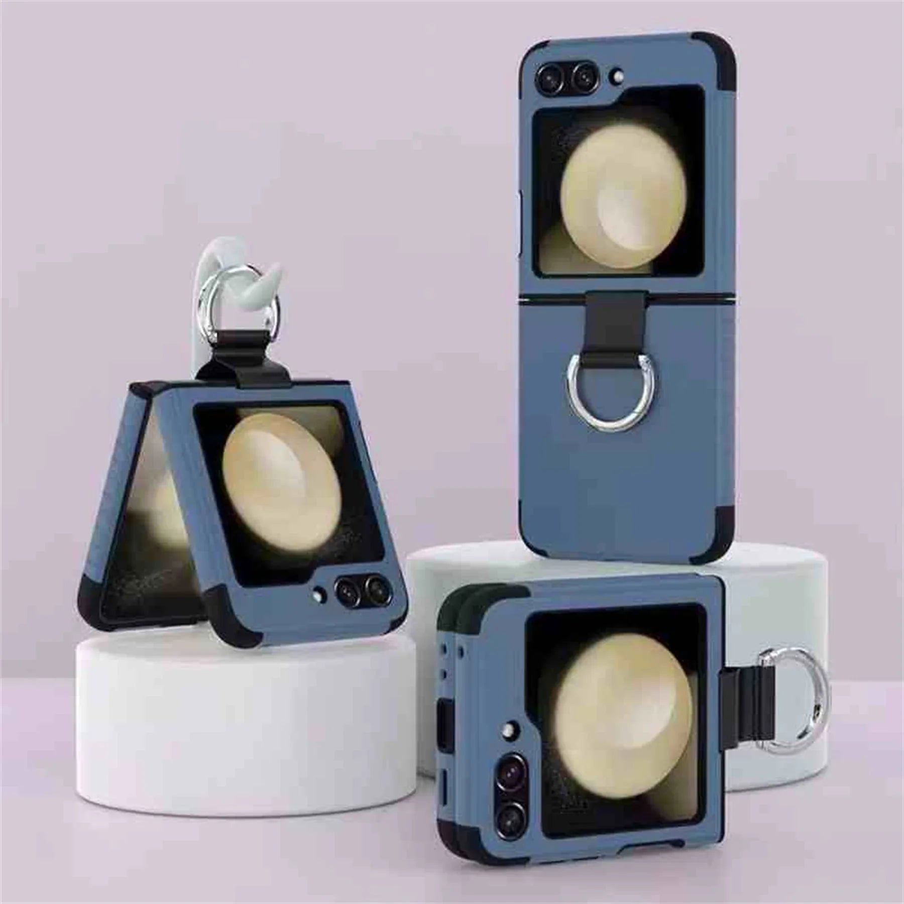 Cute Ins Korean Candy Color Portable Ring Solid Color Phone Case for Samsung Galaxy Z Flip 5 6 5G Z Flip6 Flip5 Zflip5 Cover