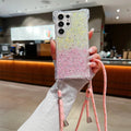 Glitter Gradient Crossbody Case for Samsung Galaxy S24 Ultra S22 S23 Plus A55 A54 A34 A14 A15 A53 Lanyard Necklace Bumper Cover