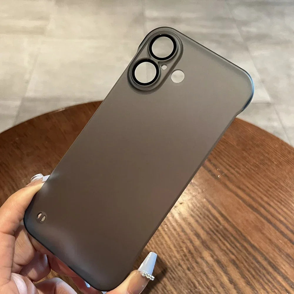 Broderless Case for iPhone 16 Ultra Thin Slim Matte PC Cover for iPhone 11 12 13 14 15 Pro Max 16 Plus Glass Camera Protector